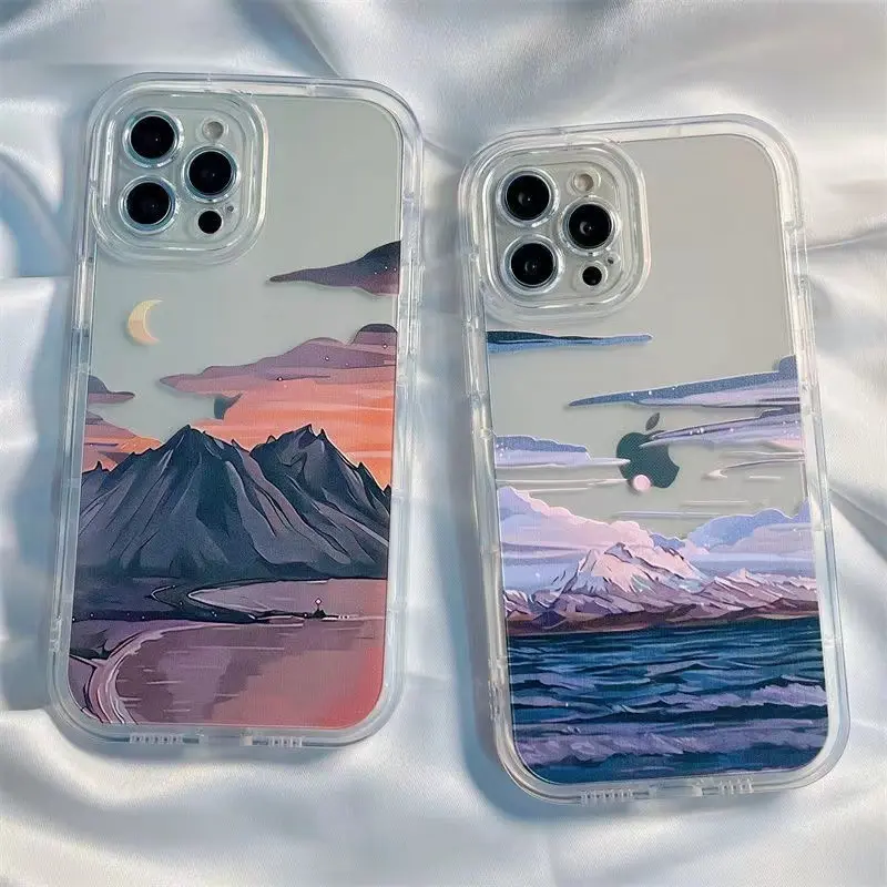 Sunset Sunset Scenery Apple 13 pro max phone case suitable for iPhone 14 12 Transparent 11 X