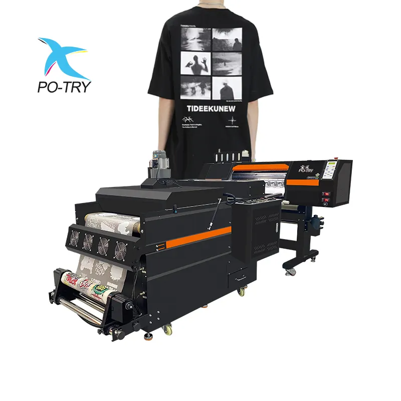 Potry Haute Vitesse A2 60 cm 24 pouces 60 cm Double 2 3 4 Têtes D'impression I3200 Dtf Imprimante T-shirt Machine D'impression Avec Poudre Secouant