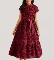 Robe en dentelle élégante pour femmes, de haute qualité, longue robe de soirée d'été, robe de cocktail vintage, broderie de créateur, robe de bureau pour femmes, Vestidos S-4XL