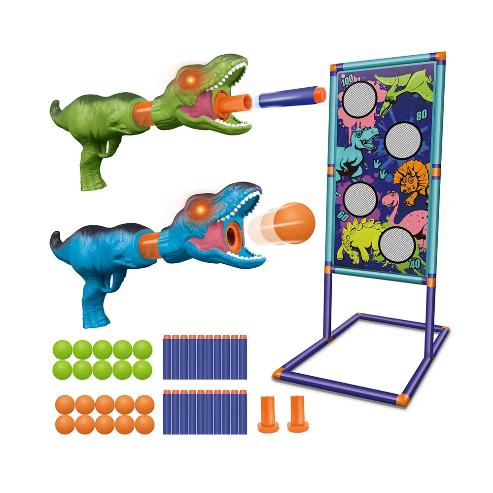 Dinossauro Brinquedos Meninos Jogo de Tiro 2 em 1 Dinossauro Brinquedos para Crianças Foam Ball Popper Air Gun Set