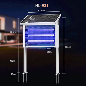 Lampe <span class=keywords><strong>Solaire</strong></span> Anti-Moustiques LED en Aluminium 28W IP44 Batterie 8000mAh Couverture 30-60m² pour Jardins Fermes Terrasses HL-931 - Product Image 2