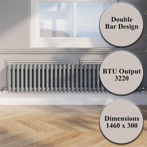 <span class=keywords><strong>Radiateur</strong></span> traditionnel à double colonne de style <span class=keywords><strong>fonte</strong></span>, blanc, horizontal, pour chauffage central, taille 25 tubes, 300 x 1460 mm - Product Image 3