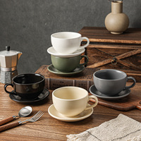 Ensemble cadeau personnalisé avec logo imprimé, écologique, blanc et noir, en porcelaine fine, tasses à café et soucoupes de 470 ml