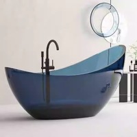 Nouvelle baignoire autoportante en résine transparente en forme de lune, grande capacité, pour hôtels, maisons d'hôtes, bain profond coloré, usage domestique