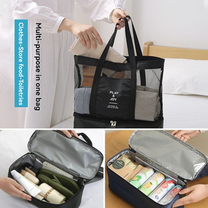 Grand sac de plage en maille avec fermeture éclair double couche conservation de la chaleur sacs à main de pique-nique petit sac fourre-tout de gymnastique en plein air étanche pour piscine - Product Image 6