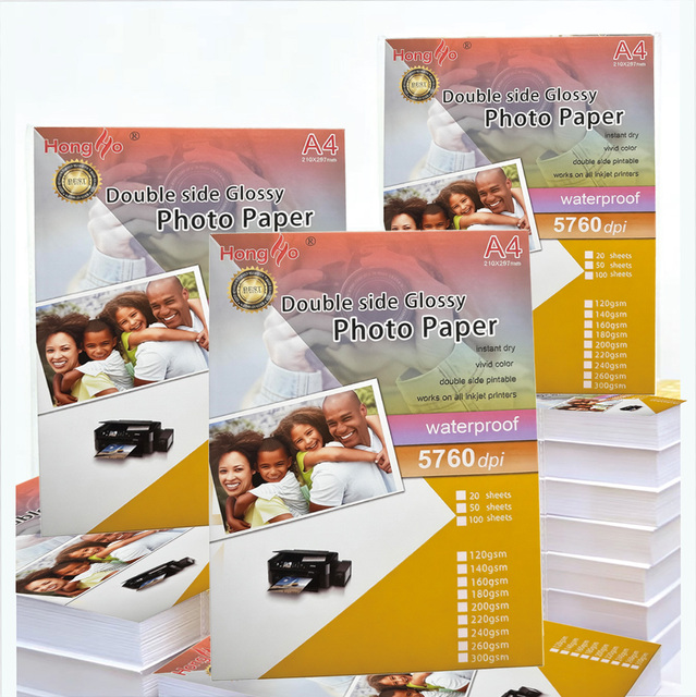 Factory Direct Dale120g 140g 180g 200g 230g 260 300gsm A3 A4 Premium China Waterproof Inkjet Double Sided Glossy Photo Paper
