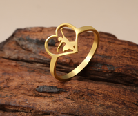 Bague Cœur Creux Ballerine pour Femme en Acier Inoxydable, Silhouette de Danseuse, Élégante Bague pour Amoureuse de Ballet