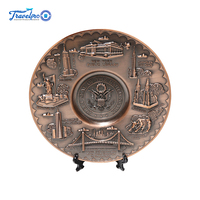 Plaque souvenir en métal bronze gaufré 3D personnalisée Plateau décoratif avec logo du pays Technique de coulée en alliage de zinc