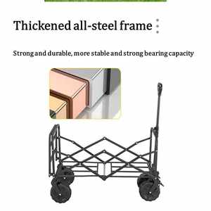 Double deck easy move cart mini folding <b>wagon</b> cart for camping - Product Image 6