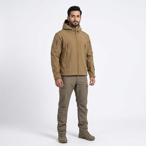 Casual Outdoor Sportswear Men's Softshell <b>Canvas</b> Waterproof Hooded Vintage Jacket for Hiking Camping Wholesale - Product Image 1