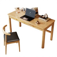 Bureau ergonomique QINUO en bois massif de style nordique minimaliste, couleur naturelle, avec tiroir, pour ordinateur portable, travail et étude à domicile