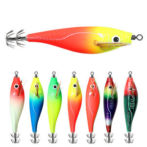 Vente en gros de crevettes lumineuses 10cm/10g appâts durs crevettes en bois crochet de calmar pour poissons d'eau salée équilibre coloré Luya faux appâts de pêche - Product Image 2