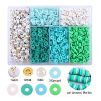 Set Manik-manik Tanah Liat Polimer 6-Grid, Manik-manik PVC Compound Clay untuk Pembuatan Gelang dan Kalung DIY