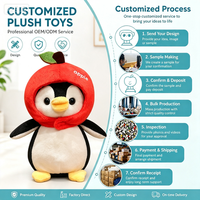Peluche personnalisée Pingouin en Cagoule Pomme, Réplique de Dessin 1:1, Animal en Peluche OEM ODM, Poupée en Peluche avec Logo Personnalisé pour Cadeau et Souvenir