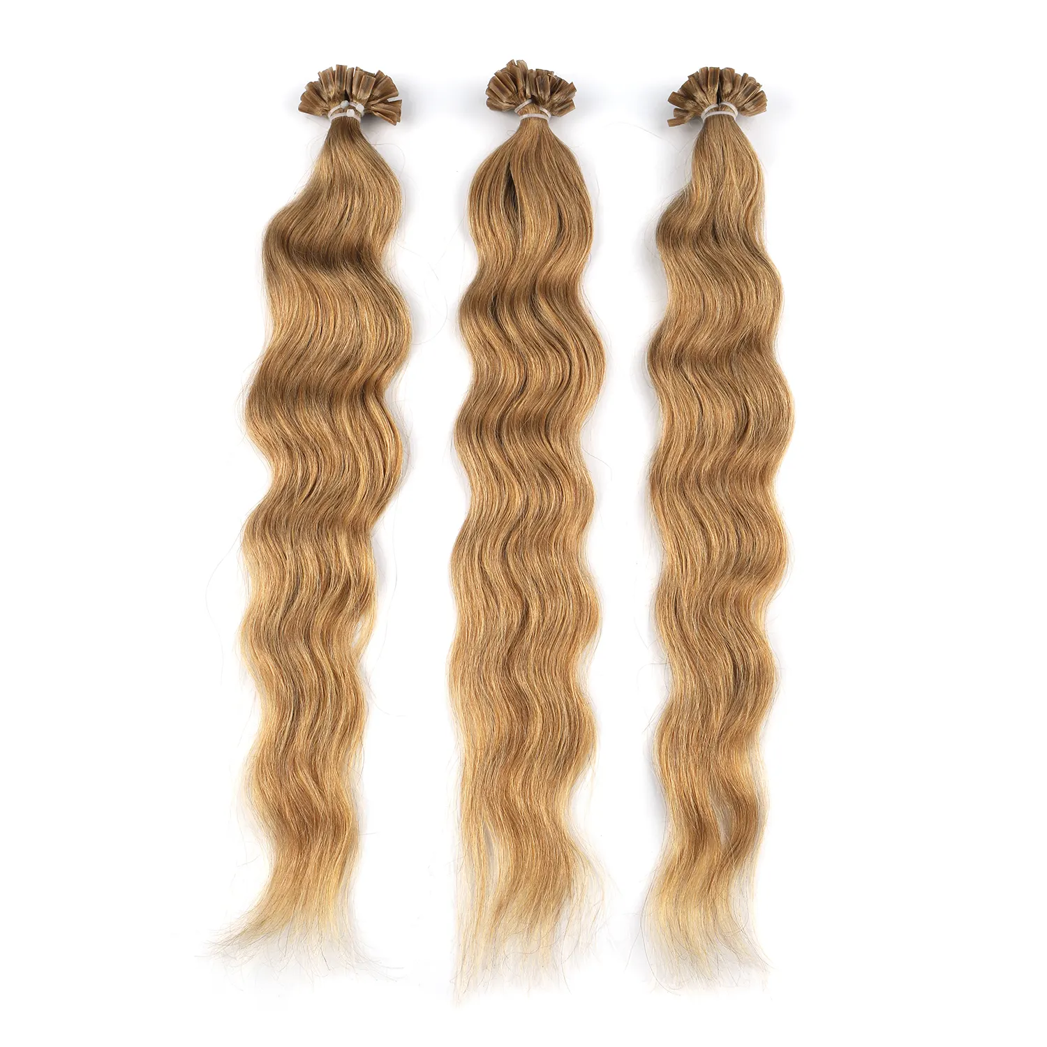 Bán buôn lượn sóng Nail tip Remy tóc con người Ý Keratin Khóa U tip tóc mở rộng trung bình Vàng Blonde prebonded thời trang tóc