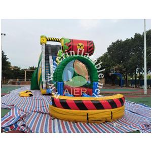 Toboggan aquatique gonflable double piste à thème nucléaire toxique, toboggan aquatique commercial avec piscine, location estivale, vente en gros, personnalisation usine - Product Image 6