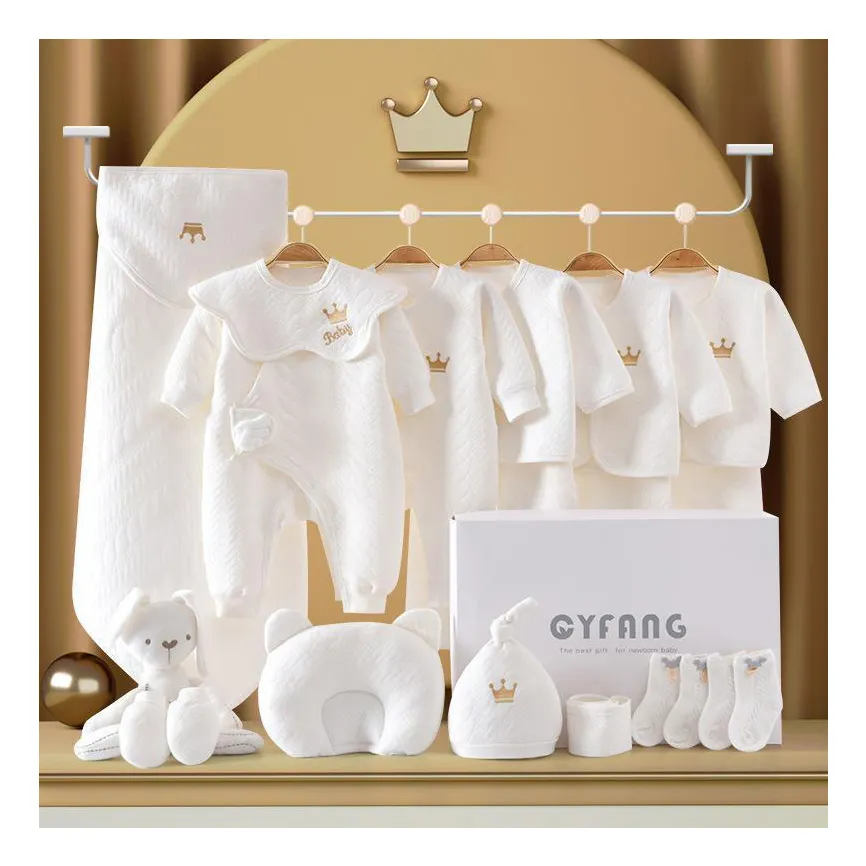 Roupas de bebe Newborn Clothes Baby Gift 100% Cotton Solid Newborn Baby Sets crown Unisex Bodysuits newborn gift set for baby