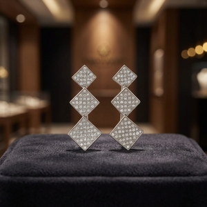 Women's Rhodium Plated 925 Silver Geometric Drop Earrings Natural Stone <b>Princess</b> Cut Glamorous Classic Other <b>Jewelry</b> - Product Image 3