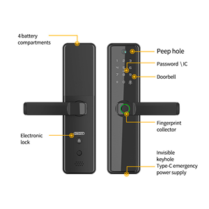 Bulut depolama Wifi elektronik kilit ev kullanımı şifre Tuya App tuş akıllı dijital parmak izi otel kapı kilidi kamera ile - Product Image 3