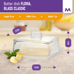 จานใส่เนยแก้วใส่กล่องเนยใสสำหรับใส่ชีสพร้อมฝาปิดและที่จับ-เครื่องล้างจานปลอดภัย - Product Image 2