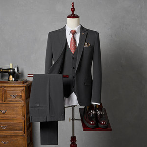Costume d'affaires <span class=keywords><strong>homme</strong></span> sur mesure coupe ajustée 3 pièces anti-plis anti-bouloches, ensemble de costume <span class=keywords><strong>homme</strong></span> à col cranté simple boutonnage - Product Image 4