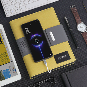 Venta al por mayor de fábrica A5 <span class=keywords><strong>Notebook</strong></span> PU Leather Power Bank Station con capacidad de 8000mAh y Portalápices para cargar sobre la marcha - Product Image 2