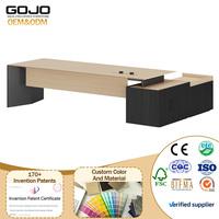 Bureau de direction en bois massif en forme de L, grand format, moderne et luxueux, de haute qualité, modèle 2026 GOJO OEM, style minimaliste.