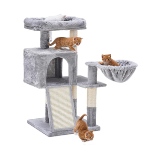 <span class=keywords><strong>Arbre</strong></span> à <span class=keywords><strong>chat</strong></span> moderne et abordable en peluche grise avec structure d'escalade, tour d'activités en corde de sisal et grande maison de jeu <span class=keywords><strong>pour</strong></span> chats de grande taille - Product Image 6