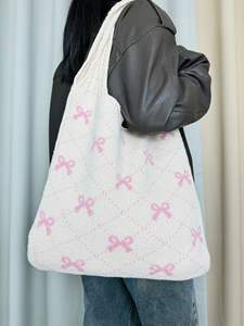 阿里巴巴中国网上购物天天针织袋手工编织编织手提袋蝴蝶结钩针肩包 - Product Image 3