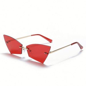 Nouvelles lunettes de soleil carrées œil de chat rouges sans monture, mode vintage 2020 pour hommes et femmes - Product Image 1