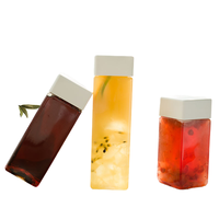 Bouteilles de jus en plastique PET carrées de 350-600 ml avec couvercles carrés, bouteilles de lait carrées jetables, logo personnalisé disponible en stock