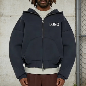 Hoodies Zippés Personnalisés Vierge de Haute Qualité en Molleton <span class=keywords><strong>Français</strong></span>, Streetwear Lourd Oversize Court, Veste à Capuche Zippée pour Homme - Product Image 2