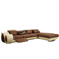 Canapé d'angle en cuir véritable, modulable et fonctionnel, design créatif, mobilier de luxe confortable