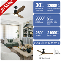 Ventilateur de plafond 1stshine 52 pouces en bois massif, multi-usage, durable, de qualité supérieure, style contemporain, avec application mobile, écologique