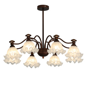 Lámpara de Techo Estilo Retro Francés de Mediados de Siglo, para Sala de Estar, Dormitorio, Comedor, con Control Remoto LED Marrón - Product Image 6