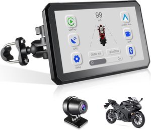<strong>7</strong> Inch Portable Motorcycle Navigation <strong>System</strong> with Apple Carplay and Android Auto <strong>Bluetooth</strong> Voice Control Support Siri and Google - Product Image 1