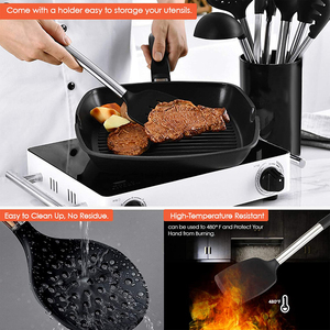 14 أداة طهي مقاومة للحرارة أسود غير لاصق طقم أواني مطبخ سيليكون قابلة لإعادة الاستخدام - Product Image 4