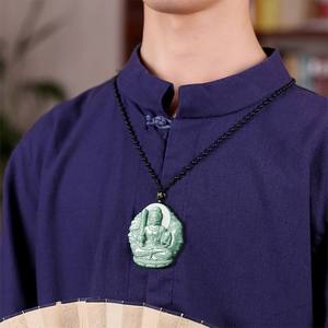 Colgante de Jadeíta Natural Aryaacalanatha Verde Guisante, Estilo Chino UNISEX, Regalo con Certificado de Tasación FG67 - Product Image 4
