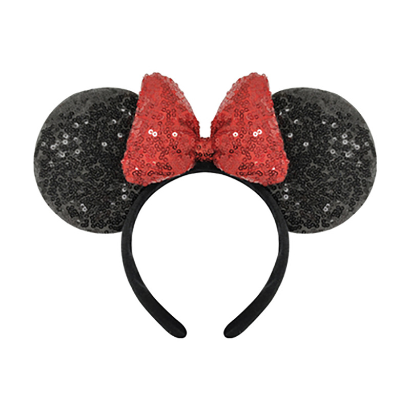 Sequin black bow headband