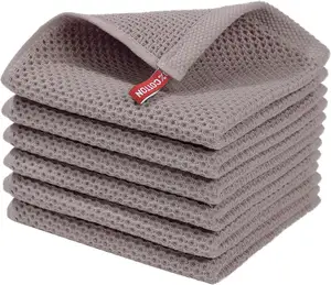 Logotipo personalizado reutilizável lavável algodão waffle weave cozinha toalha prato limpeza panos 100% algodão mão toalhas