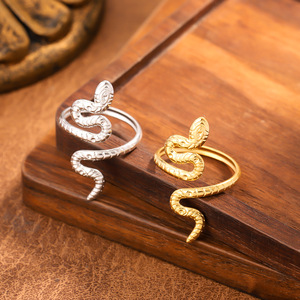 Anillo de Serpiente Abierto de Moda, Ajustable, Animal, Reptil, para Hombre y Mujer, Chapado en Oro, Estilo Punk, Joyería de Boda - Product Image 4