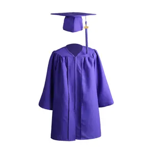 Costume de remise de diplôme pour enfants, vente en gros d'usine, robe et casquette personnalisées pour enfants d'âge préscolaire