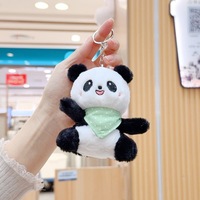 Mini porte-clés en peluche panda chinois mignon avec écharpe rouge, breloque de sac 3D douce et moelleuse, jouet animal en peluche, pendentif de sac à dos, cadeau