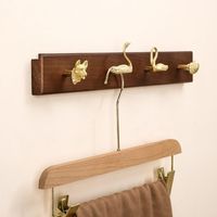 Porte-manteau mural décoratif JAYA en bois et laiton, motif animal et fleur, pour entrée, chambre, salle de bain, décoration intérieure