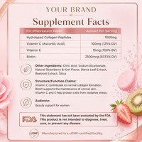 Comprimés effervescents de collagène beauté, vitamines C et E, éclaircissement de la peau, hydratation, saveur fraise-kiwis, faible teneur en sucre, pour adultes, OEM/ODM