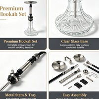 Chicha Arabe de Luxe en Alliage d'Aluminium Laqué Miroir 40cm avec LED Intégrée – Durable, Écologique, Portable, Idéale pour les Voyages et Cadeau