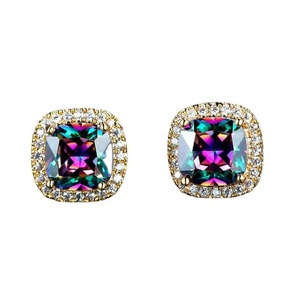 Women Colorful Stone <b>Stud</b> <b>Earrings</b> Minimal Fashion Jewelry - Product Image 3