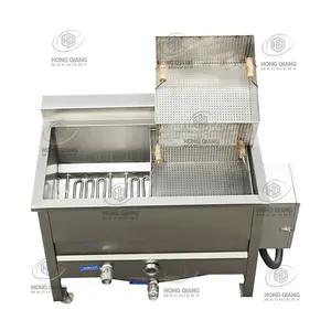 HONGQIANG Automatic Frying Machine Batch Fryer For Potato Chips Frozen French Fries 2 Tank Frying Machine