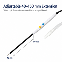 Électrode d'aspiration de fumée rotative à 360 degrés réglable de 40 à 150 mm pour chirurgie animale, crayon électrochirurgical vétérinaire