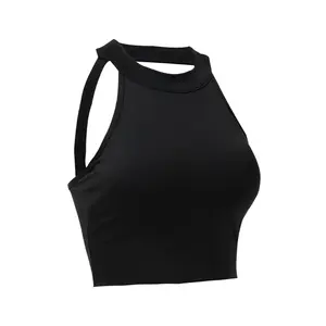 Summer Halterneck lingerie Seamless Knit Ribbed Bralettes Yoga sexy Sleeveless Running Fitness women's Vest Top camisole